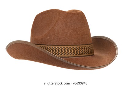 brown cowboy hat isolated on white background - Shutterstock ID 78633943