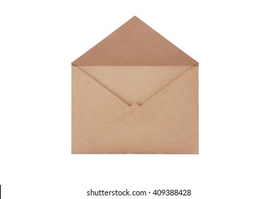 Brown craft envelope isolated on white background - Shutterstock ID 409388428