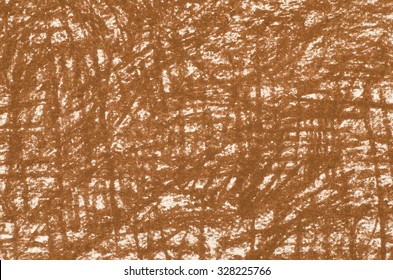 Brown Crayon Drawings On White Paper Background Texture