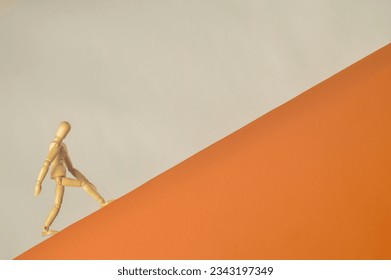 Brown Cream Wooden Action figure Mannequin walk up with white background - Powered by Shutterstock