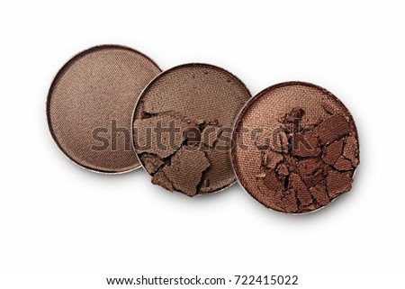 Brown crushed eyeshadow for make up as sample of cosmetic product isolated on white background