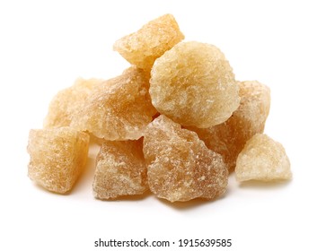 Brown Crystal Sugar On White Background