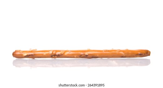 Brown, Delicious Pretzel Sticks Over White Background