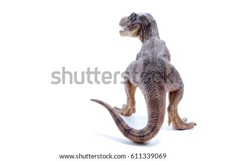 Brown Dinosaur Tyrannosaurus Rex back view - white background