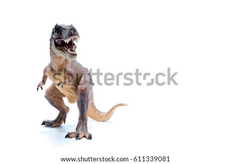 Brown Dinosaur Tyrannosaurus Rex front view - white background