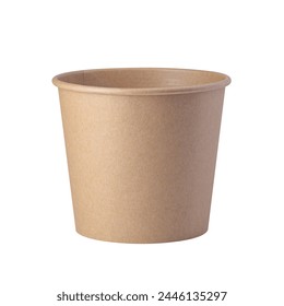 Brown disposable paper bucket isolated on a white background