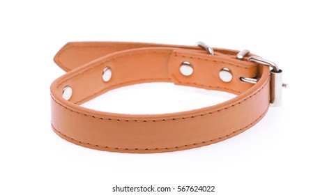 A Brown Dog Collar Isolated On A White Background