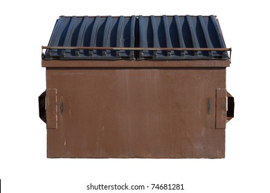 Brown Dumpster Isolated On White Background