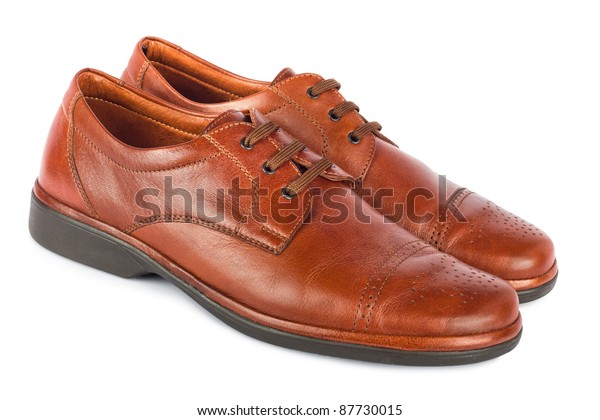 Brown Elegant Mens Shoes On White Stock Photo (Edit Now) 87730015