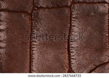 Brown embossed leather texture. Patterned material with visible stitching detail.