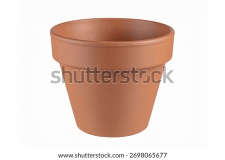Brown empty flower pot isolated on a transparent white background.