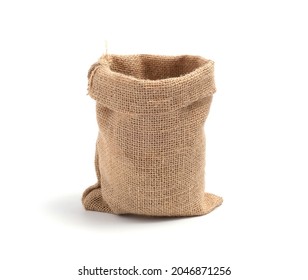 Brown empty sack bag, small isolated on white background - Shutterstock ID 2046871256