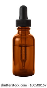 Brown Eye Dropper Bottle Isolated With Clipping Path On A White Background 