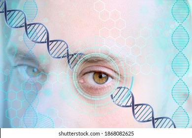 Brown Eyes Of A Young Man Close Up, Human Vision Concept, Optic Nerve Health, Nervous Tic, Myopia, Hyperopia, Vision Test, Genetic Engineering