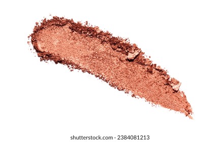Brown eyeshadow texture swipe isolated on white background. Cosmetic product brush swatch