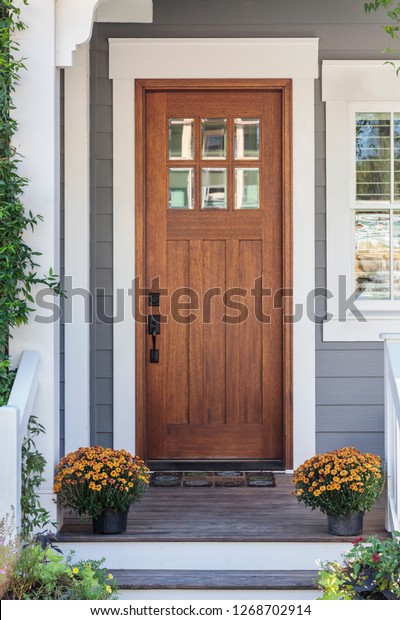 Brown Front Door Stock Photo (Edit Now) 1268702914