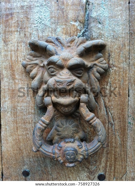 Brown Gargoyle Door Knocker Stock Photo Edit Now 758927326