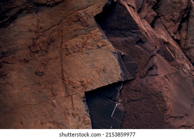 Brown Geometrical Rock Formations In Evritania, Mainland Greece.