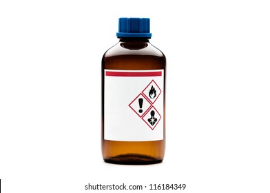 Brown Glass Chemical Bottle Isolated On White Background