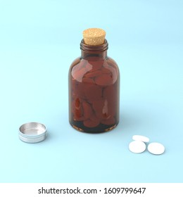 brown glass filled with medicament - Shutterstock ID 1609799647