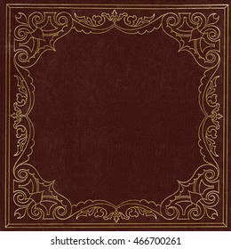 Brown and golden leather book cover