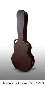 Brown Guitar Case Isolated On The White