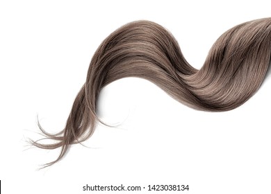 Brown hair isolated on white background. Long wavy ponytail - Shutterstock ID 1423038134