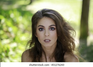 brown hair model girl portrait outdoor - Shutterstock ID 451276243