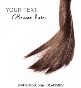 Brown Hair On White Background With Sample Text