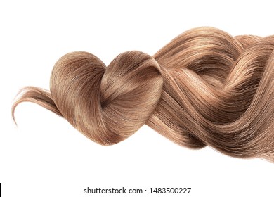 Brown hair in shape of heart isolated on a white background - Shutterstock ID 1483500227