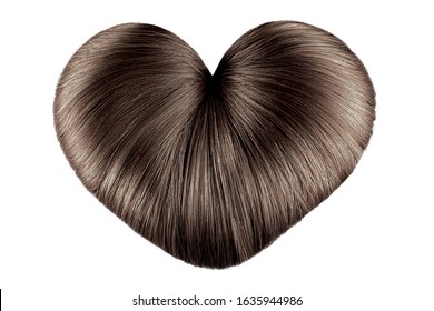 Brown Hair In Shape Of Heart On White, Isolated. Doughnut Bun