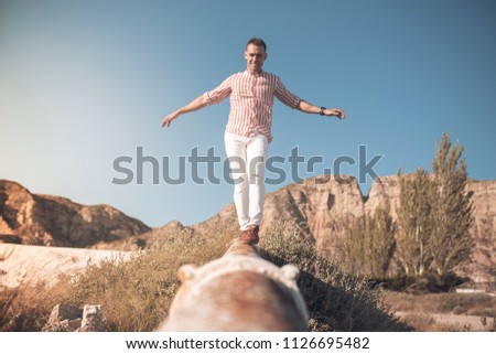 Image, Stock Photo brown haired man posing
