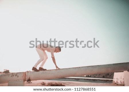 Image, Stock Photo brown haired man posing