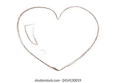 Brown heart with lines isolated on white background.