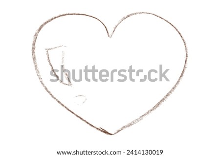 Brown heart with lines isolated on white background.