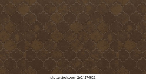 Brown Interlocking Concrete Tile Texture – Seamless 6K Pattern for Architecture and Landscape Design

