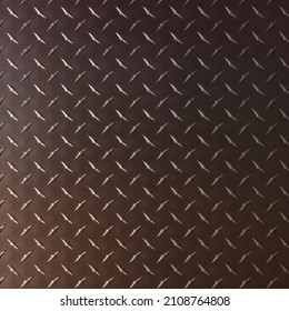 brown iron plate with diamond texture, dark metal background. - Shutterstock ID 2108764808