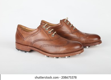 Brown Italian leather golf shoes