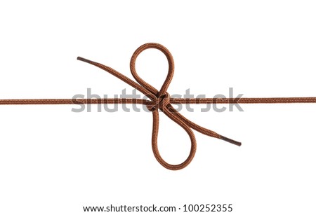 Brown lace with bow isolated on white background. Clipping path is included