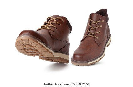 Brown leather boots, Men’s brown ankle boots, isolated on white background with clipping path - Powered by Shutterstock