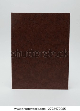 Brown leather menu cover folder isolated on white background