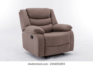 Brown Leather recliner chair isolated on white background, Comfortable Modern Recliner Sofa on Minimalist and Modern Home, Brown reclining chair isolated, 
					Brown luxury leather recliner sofa