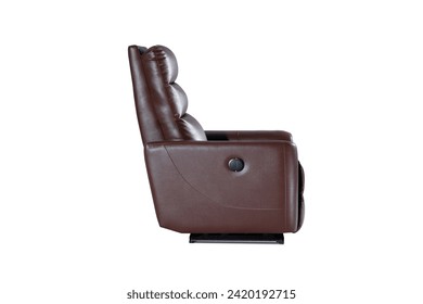 Brown Leather recliner chair isolated on white background, Comfortable Modern Recliner Sofa on Minimalist and Modern Home, Brown reclining chair isolated, Brown luxury leather recliner sofa