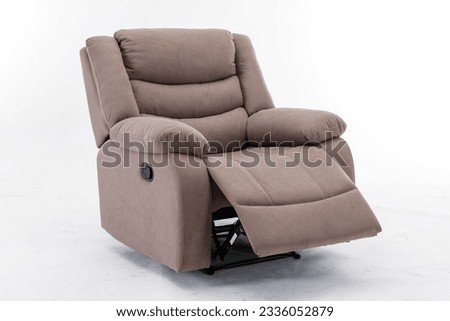 Brown Leather recliner chair isolated on white background, Comfortable Modern Recliner Sofa on Minimalist and Modern Home, Brown reclining chair isolated, 
Brown luxury leather recliner sofa