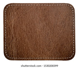 Brown Leather Tag Template Texture. Clothing Label Mockup