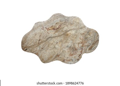 Brown Marble Rock Slab Isolated On White Background With Clipping Path. Agate Rock Slab.