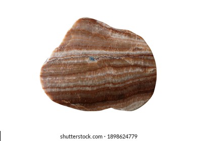 Brown Marble Rock Slab Isolated On White Background With Clipping Path. Agate Rock Slab.