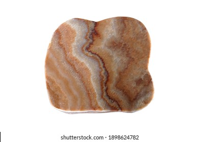 Brown Marble Rock Slab Isolated On White Background With Clipping Path. Agate Rock Slab.