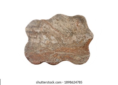 Brown Marble Rock Slab Isolated On White Background With Clipping Path. Agate Rock Slab.