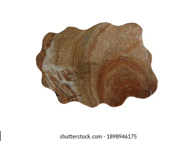 Brown Marble Rock Slab Isolated On White Background With Clipping Path. Agate Rock Slab.